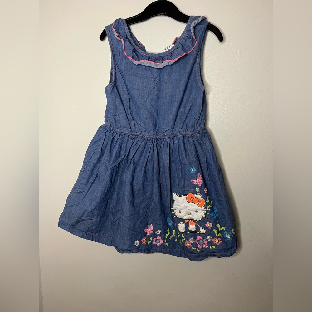 Hello Kitty Denim Sleeveless Dress Girls Size 6X
